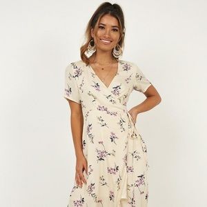 Showpo lemon floral wrap dress